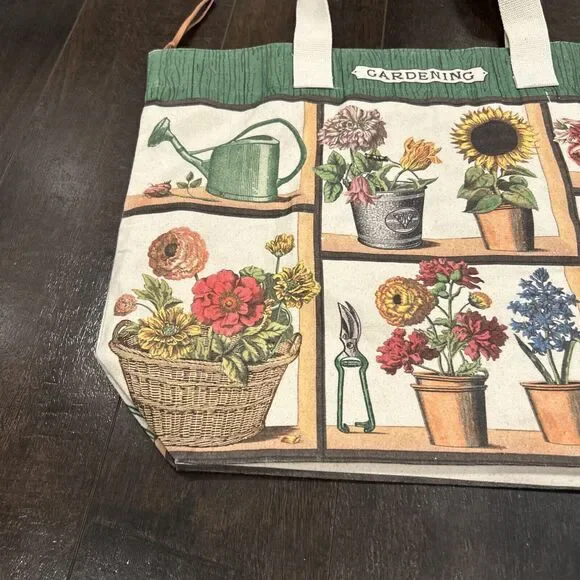 Cavallini & Co., "Gardening" Heavyweight Cotton Canvas Tote / Shopping Bag Large